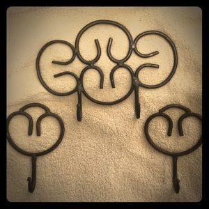 Wrought iron coat or accessory hangers